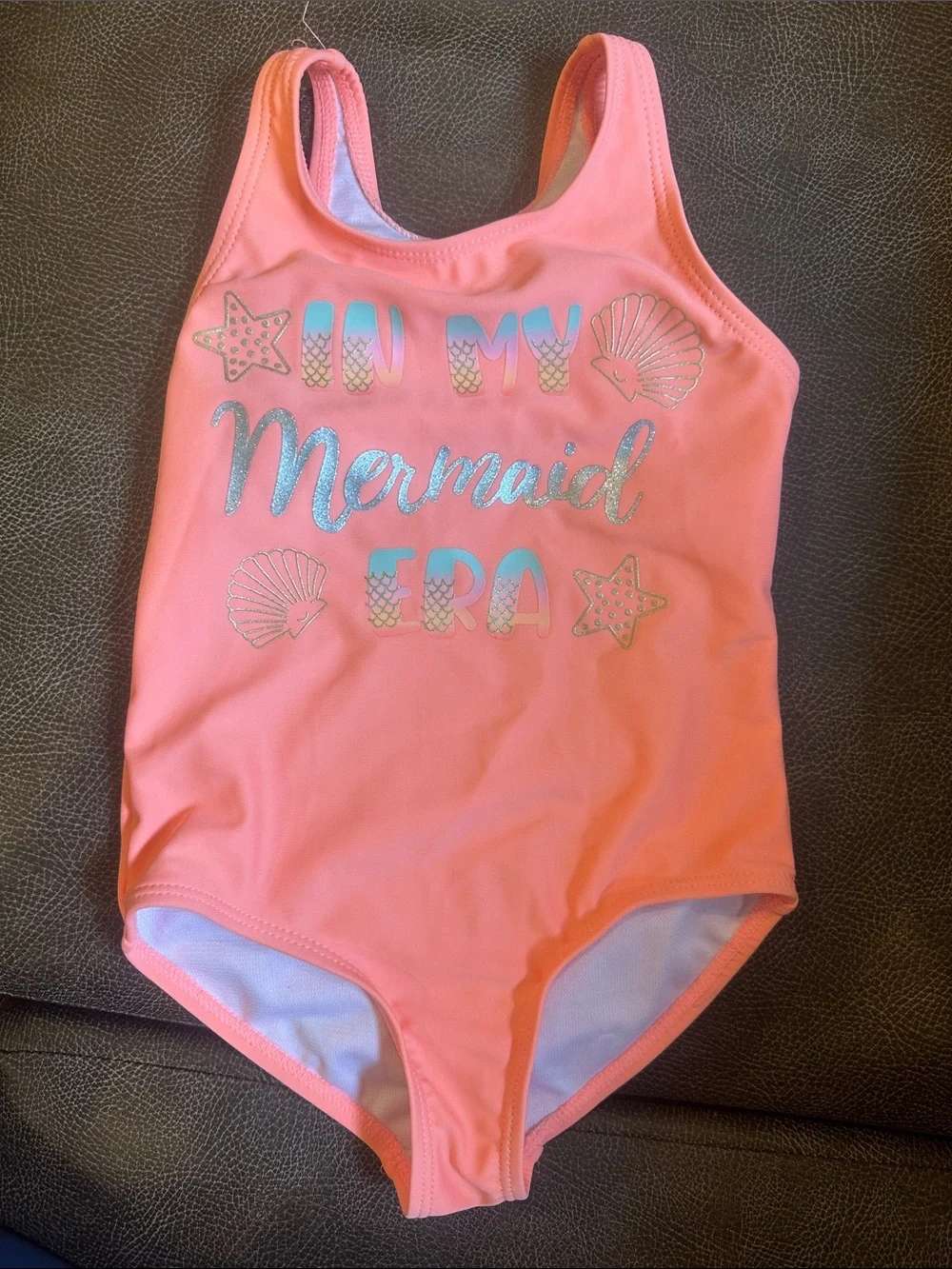btween Coral Pink Mermaid Graphic One-Piece Swimsuit